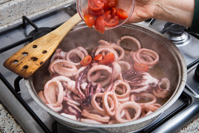 Totani e patate pomodorini