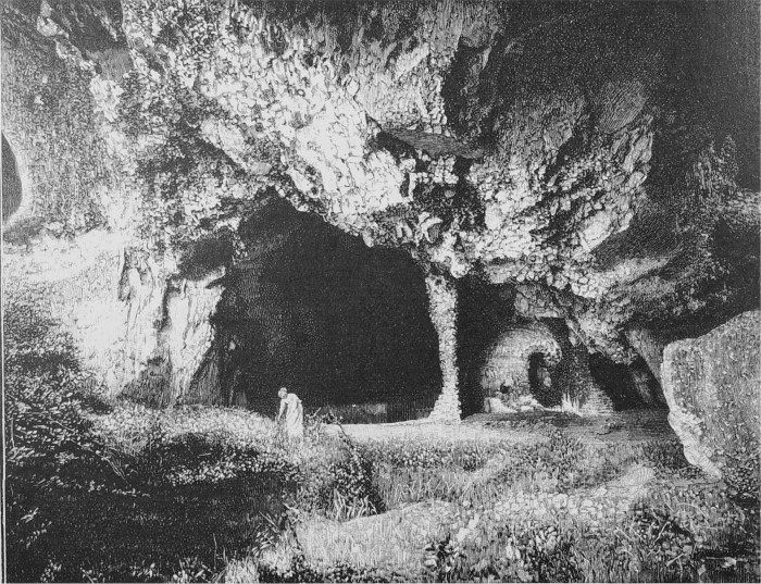 Grotta di Matermania a Capri dipinto dell'Ottocento