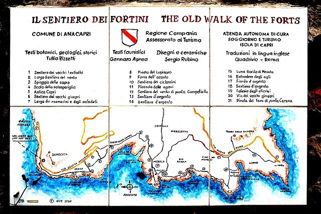 La mappa del sentiero dei Fortini di Anacapri 