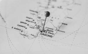 Mappa della Sardegna che indica la posizione di Cagliari